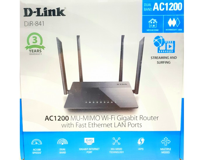 DLINK 1200 MBPS MU MIMO WIFI DUAL BAND GIGA ROUTER DIR 841